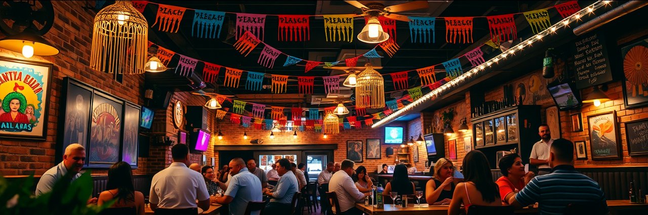 Lively Mexican bar and restaurant in downtown Buffalo, NY with festive décor